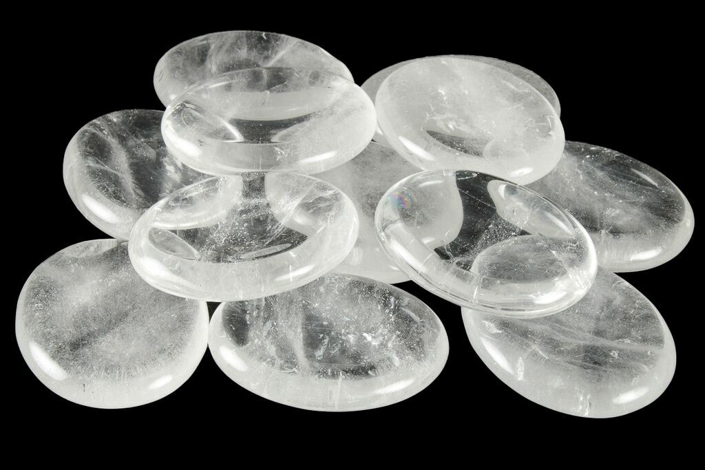 Polished Rose Quartz Worry Stones - 1.9 Size For Sale 